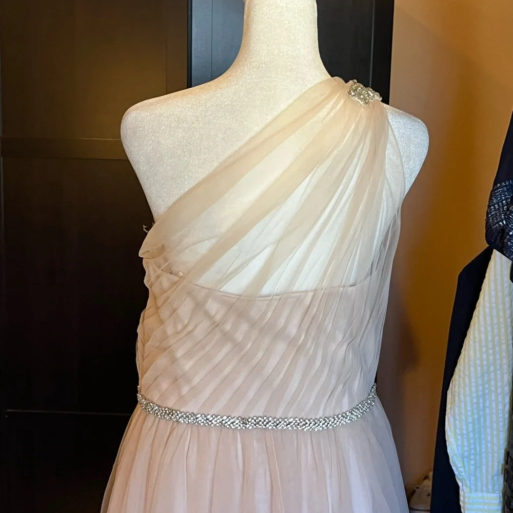 Mark Zunino one-shoulder dress, draped tulle w/ crystal waist & strap. Prom. 13 - Picture 9 of 16